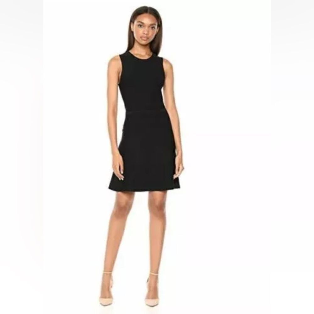 Theory Dress Womens Sz large Bandage knitted Fit and Flare Gloss‎ Black stretch